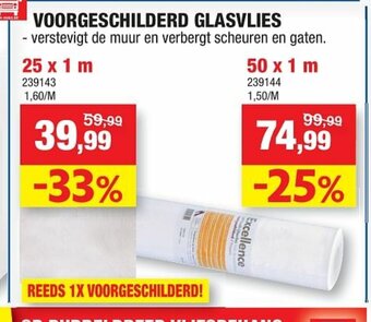 Hubo Voorgeschilderd Glasvlies 25 x 1 m aanbieding