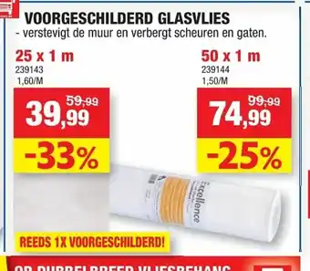 Hubo Voorgeschilderd Glasvlies 50 x 1 m aanbieding