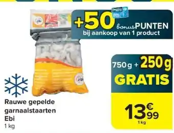 Carrefour Rauwe gepelde garnaalstaarten Ebi 1kg aanbieding