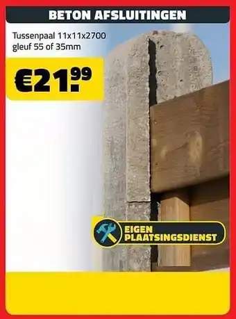 Beton afsluitingen tussenpaal