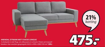 Jysk Arendal Zitbank Met Chaise Longue aanbieding