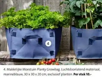 Makkelijke moestuin planty growbag. luchtdoorlatend materiaal, marineblauw