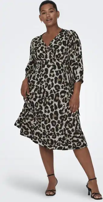 Bol.com ONLY CARMAKOMA CARLIVIA 3/4 WRAP MIDI DRESS WVN NOOS Dames Jurk - Maat 54 aanbieding