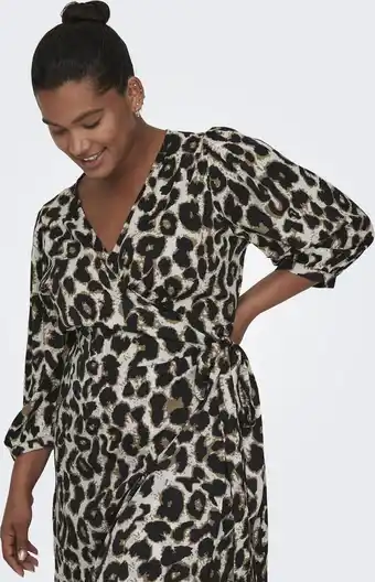 Bol.com ONLY CARMAKOMA CARLIVIA 3/4 WRAP MIDI DRESS WVN NOOS Dames Jurk - Maat 44 aanbieding