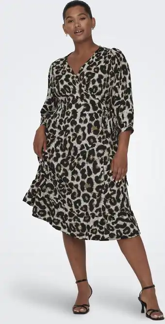 Bol.com ONLY CARMAKOMA CARLIVIA 3/4 WRAP MIDI DRESS WVN NOOS Dames Jurk - Maat 50 aanbieding