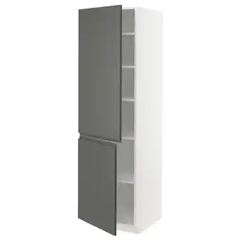 IKEA Metod Hoge kast met planken/2 deuren, wit/voxtorp donkergrijs, 60x60x200 cm aanbieding