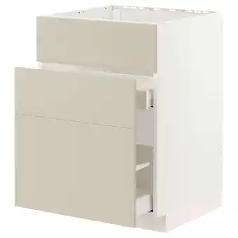 IKEA Metod / maximera Onderkast spoelbak+3 front/2 lades, wit/havstorp beige, 60x60 cm aanbieding