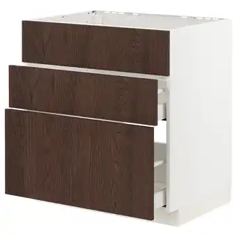 IKEA Metod / maximera Onderkast kookpl/inb afzuigkap m la, wit/sinarp bruin, 80x60 cm aanbieding