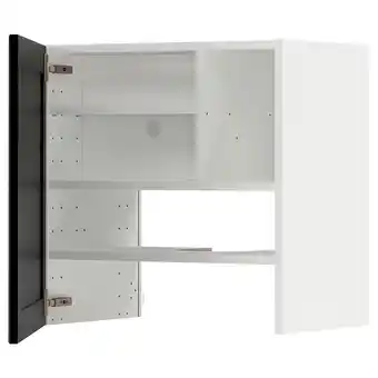 IKEA Metod Bovenkast v afzuigkap&plank/deur, wit/lerhyttan zwart gelazuurd, 60x60 cm aanbieding