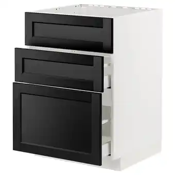 IKEA Metod / maximera Onderkast kookpl/inb afzuigkap m la, wit/lerhyttan zwart gelazuurd, 60x60 cm aanbieding