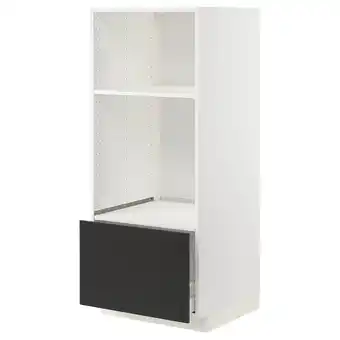 IKEA Metod / maximera Hoge kast oven/magn met lade, wit/nickebo mat antraciet, 60x60x140 cm aanbieding