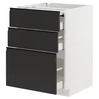 IKEA Metod / maximera Onderkast uitschuifb werkbl/3 lades, wit/upplöv mat antraciet, 60x60 cm aanbieding