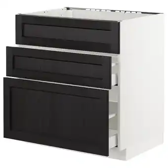 IKEA Metod Onderkast spoelbak+3 front/2 lades, wit/lerhyttan zwart gelazuurd, 80x60 cm aanbieding