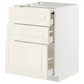 IKEA Metod / maximera Onderkast uitschuifb werkbl/3 lades, wit/bodbyn ecru, 60x60 cm aanbieding
