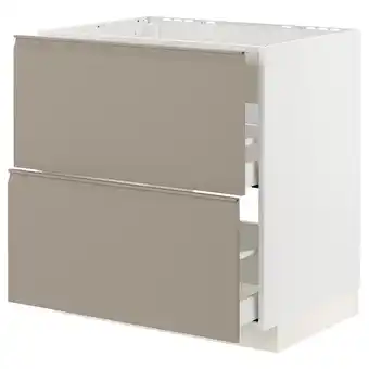 Metod / maximera Onderkast kookpl/inb afzuigkap m la, wit/upplöv mat donker beige, 80x60 cm