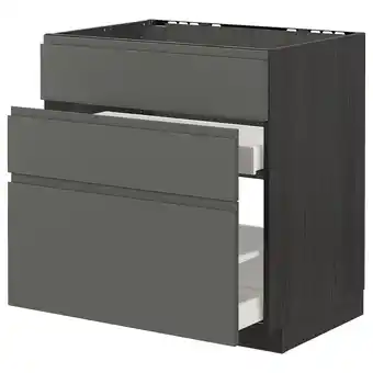 IKEA Metod / maximera Onderkast spoelbak+3 front/2 lades, zwart/voxtorp donkergrijs, 80x60 cm aanbieding