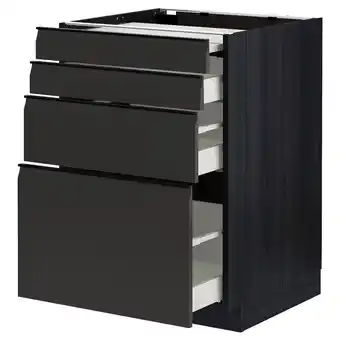 IKEA Metod / maximera Onderkast uitschuifb werkbl/3 lades, zwart/upplöv mat antraciet, 60x60 cm aanbieding
