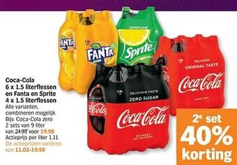 Albert Heijn Coca-cola zero 6 x 1.5 literflessen aanbieding