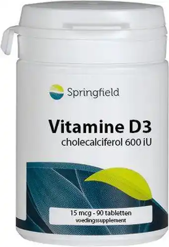 Bol.com Springfield Vitamine D3 600 IU - 90 Tabletten aanbieding