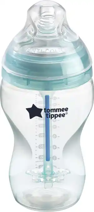 Bol.com Tommee Tippee Anti-Colic zuigfles, tepelspeen met langzame uitstroomsnelheid en uniek anti-koliek ontluchtingssysteem, 340 ml aanbieding
