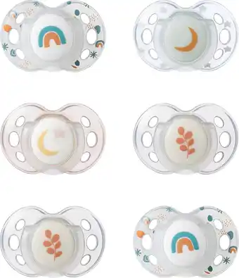Bol.com Tommee Tippee nachtspenen, symmetrisch orthodontisch ontwerp, BPA-vrij siliconen speen, 18-36 m, verpakking van 6 stuks aanbieding
