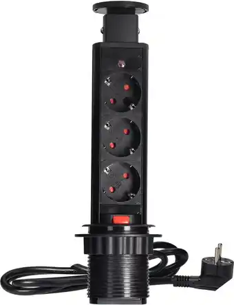 Verticale Stekkerdoos - Pop up stekkerblok met 3 stopcontacten - Ø 60mm Inbouw Verdeelstekker met 1.8 meter kabel - Stekkerbl