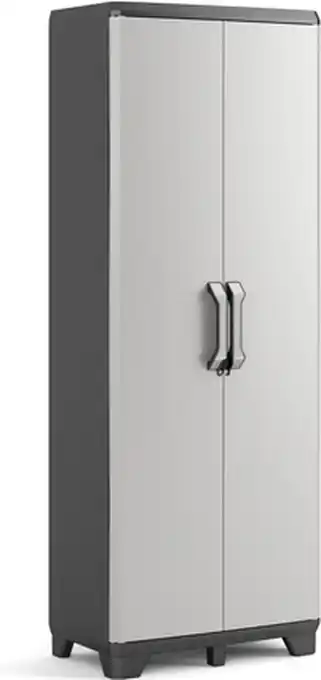 Bol.com Keter Gear Hoge Opbergkast - 4 planken - 39x68x182cm - Zwart/Grijs aanbieding