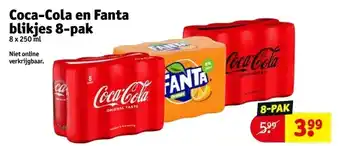 Kruidvat Coca-Cola en Fanta blikjes 8-pak aanbieding