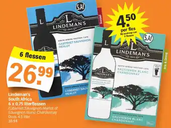 Albert Heijn Lindeman's South Africa 6 x 0.75 literflessen aanbieding