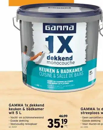 GAMMA 1x Dekkend keuken & badkamer wit 5 L aanbieding