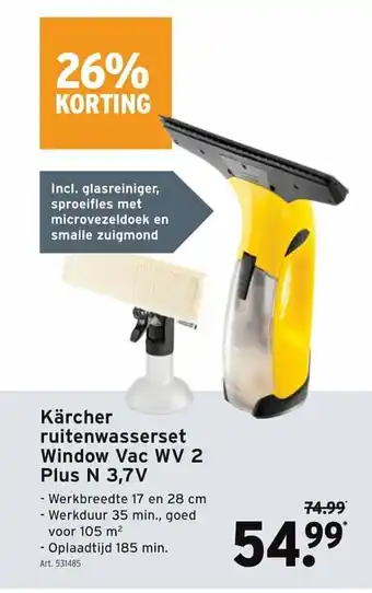 GAMMA Karcher ruitenwasserset Window Vac WV 2 Plus N 3 ,7V aanbieding