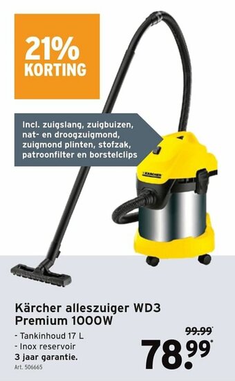 GAMMA Karcher alleszuiger WD3 Premium 1000W aanbieding