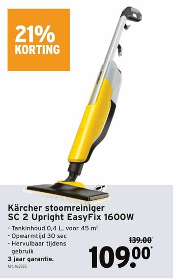 Karcher stoomreiniger SC 2 Upright EasyFix 1600W