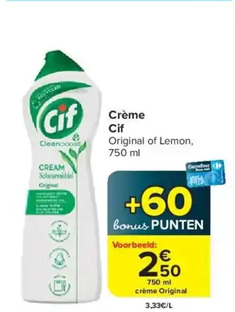 Carrefour Crème Cif Original of Lemon, 750 ml aanbieding