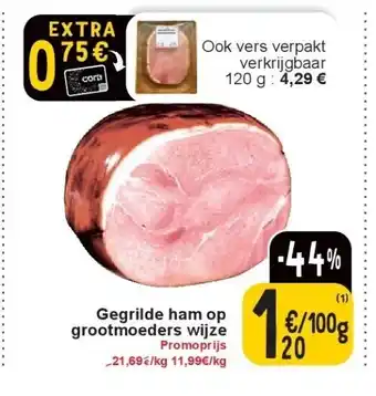 Cora Gegrilde ham op grootmoeders wijze aanbieding