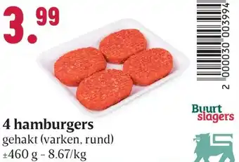 Buurtslagers 4 hamburgers aanbieding