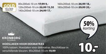 Jysk Kronborg Hoeslaken Voor Dekmatras aanbieding
