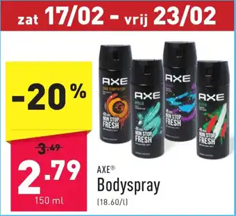 ALDI Axe bodyspray 150 ml aanbieding