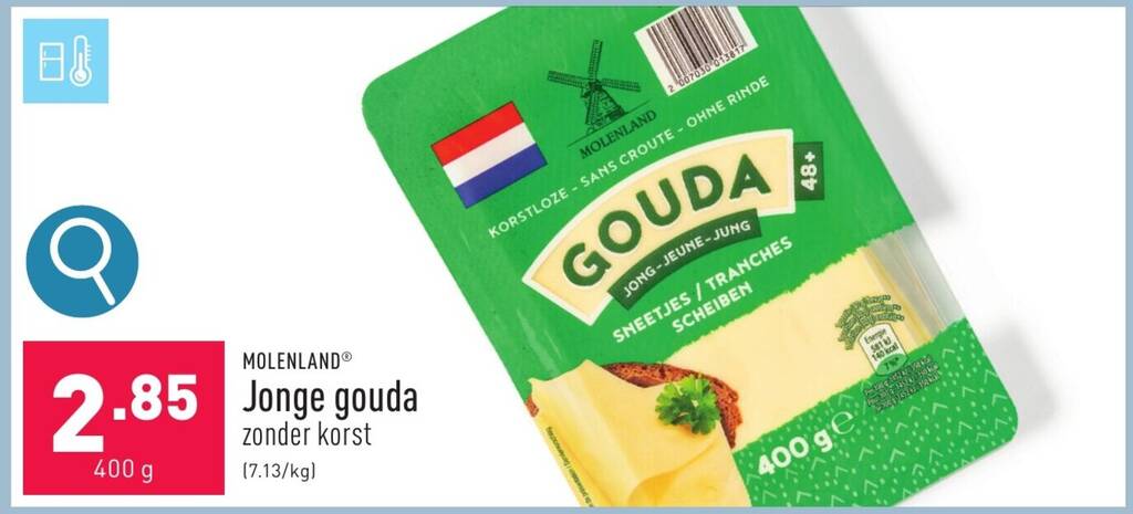 Jonge gouda 400g promotie bij ALDI