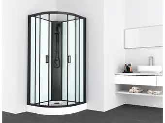 Hubo Allibert Nero complete douchecabine 90x90x185 cm kwartrond helder glas zwart aanbieding