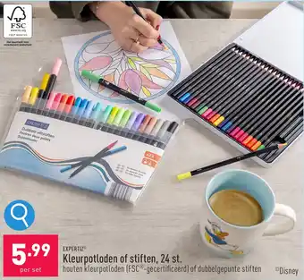 ALDI Kleurpotloden of stiften 24st per set aanbieding