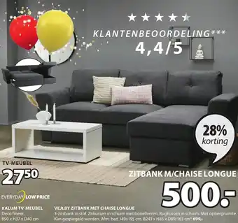 Jysk Kalum TV-Meubel, Vejlby Zitbank Met Chaise Longue aanbieding