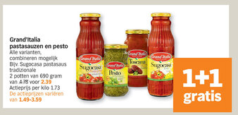 Albert Heijn Grand'Italia pastasauzen en pesto aanbieding