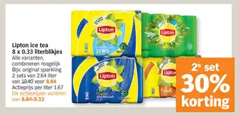 Albert Heijn Lipton ice tea 8 x 0.33 literblikjes aanbieding