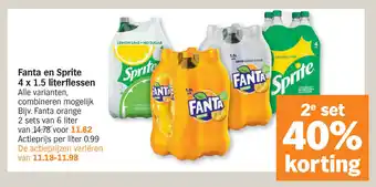 Albert Heijn Fanta en Sprite 4 x 1.5 literflessen aanbieding