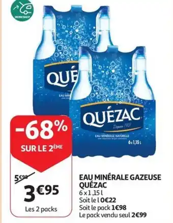 Auchan EAU MINÉRALE GAZEUSE QUÉZAC 6x1,151 aanbieding