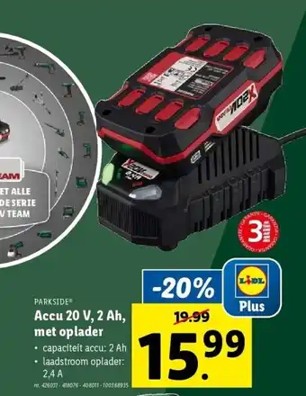 Lidl Accu 20 V, 2 Ah, met oplader aanbieding