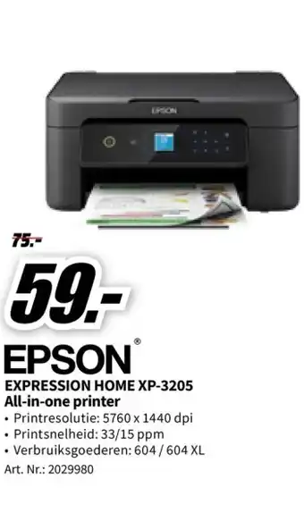 MediaMarkt EPSON EXPRESSION HOME XP-3205 All-in-one printer aanbieding