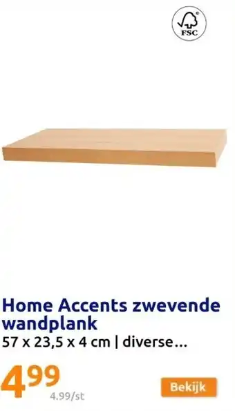 Action Home Accents zwevende wandplank aanbieding