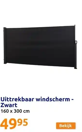 Action Uittrekbaar windscherm - Zwart aanbieding